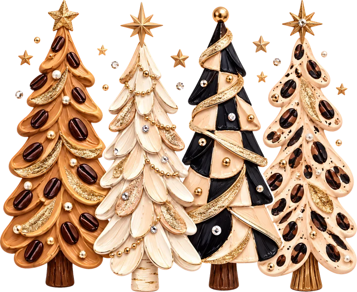 Coffee Christmas Trees DTF Transfer