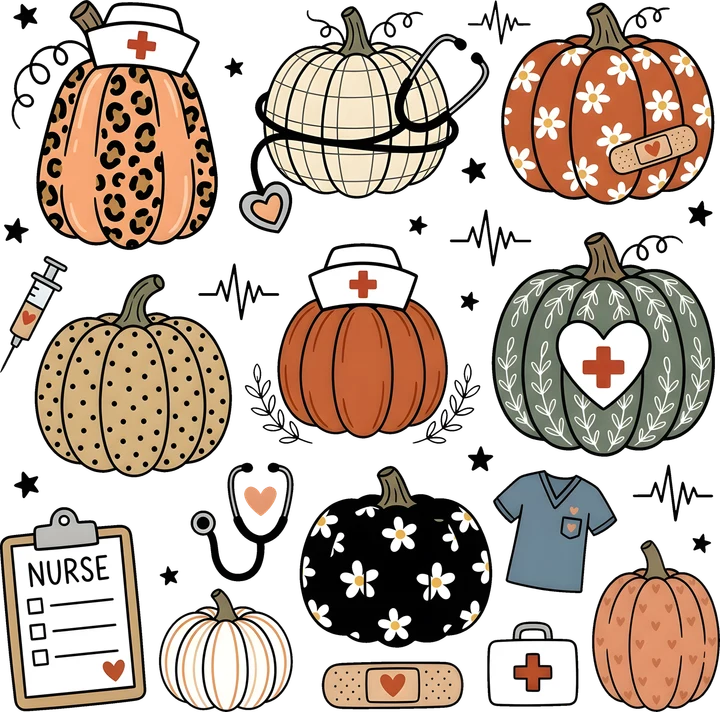 Nurse Pumpkin DTF Transfer
