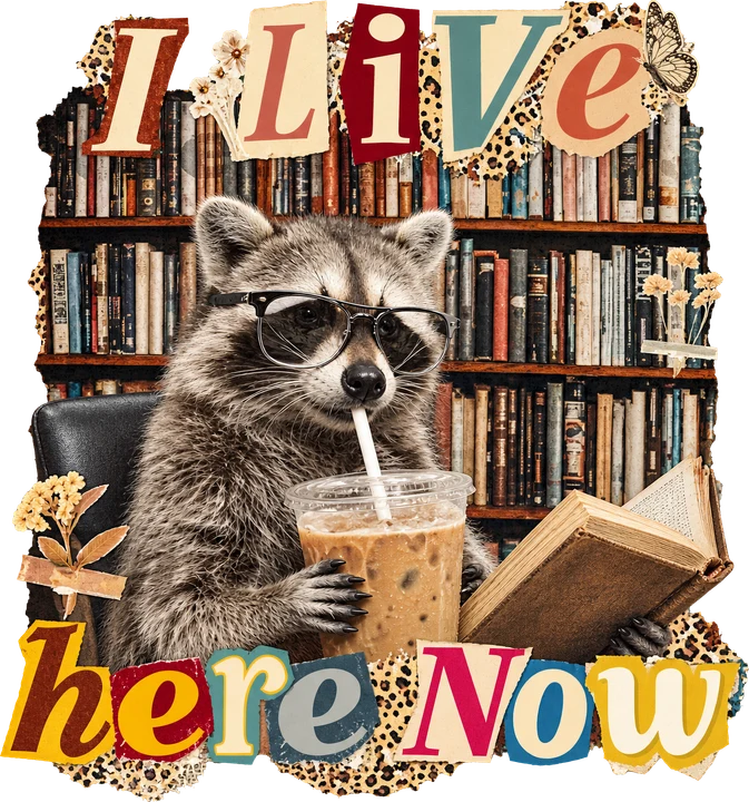 Raccoon Bookworm DTF Transfer