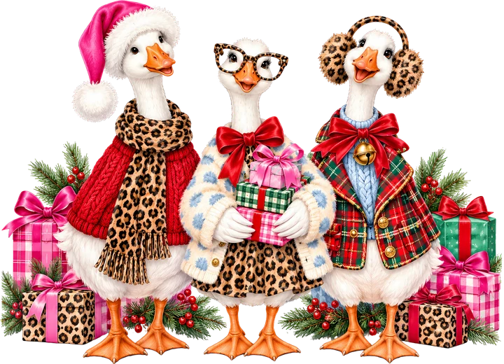 Three Festive birds DTF Transfer