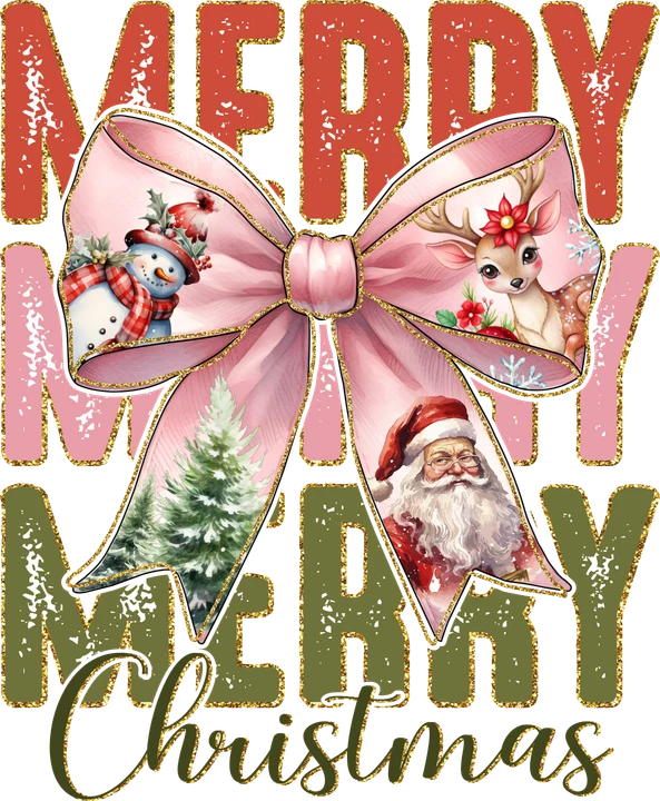 Merry Christmas Bow DTF Transfer