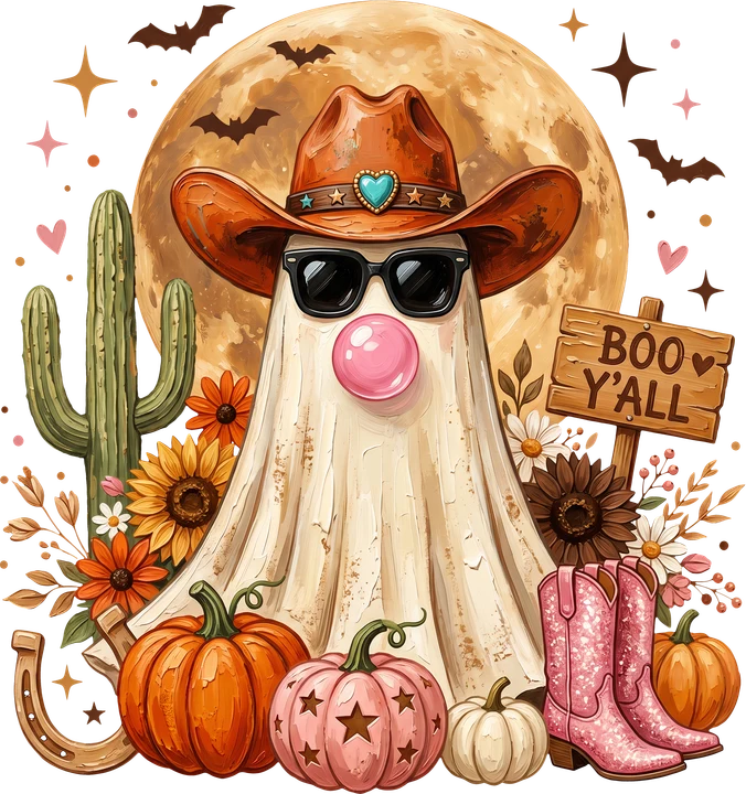 Boo Y’all Western Ghost DTF Transfer
