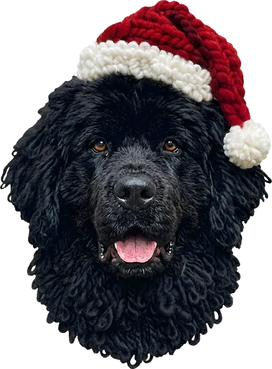 Black Dog in Santa Hat DTF Transfer