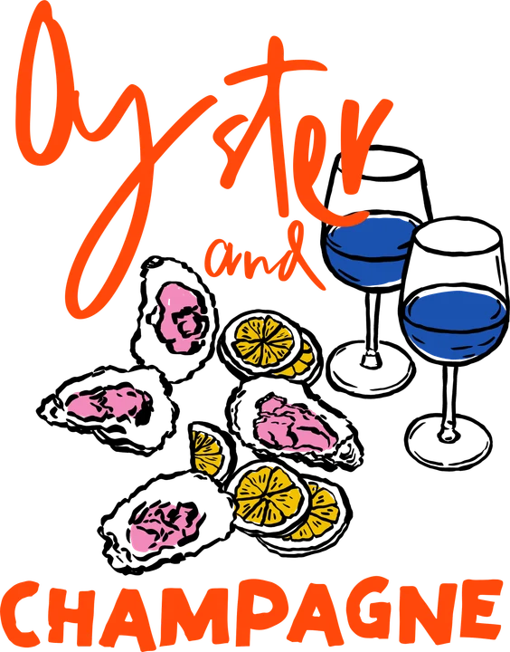 Oyster and Champagne DTF Transfer