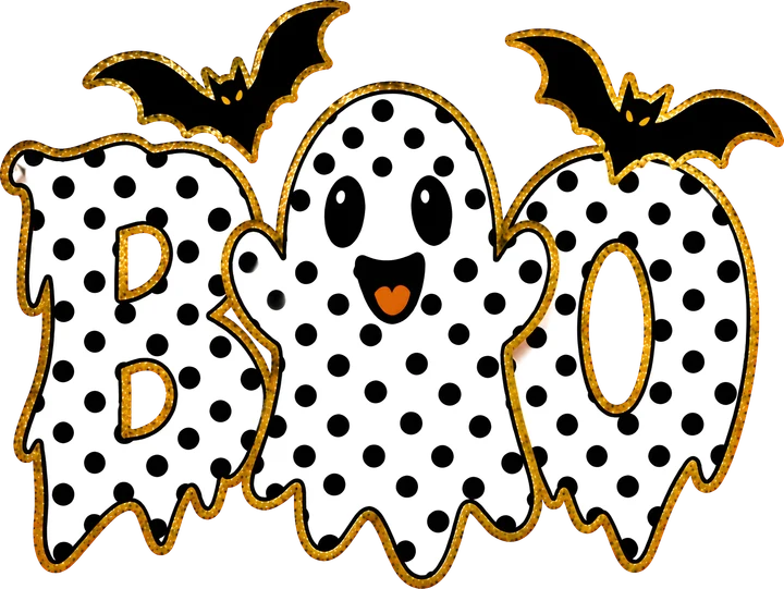 Ghostly Boo with Bats DTF Transfer
