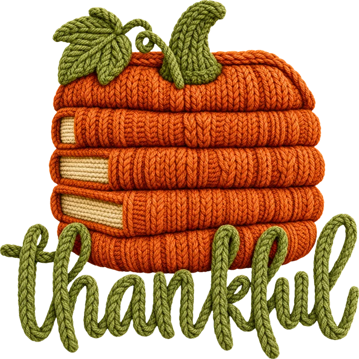 "thankful" - Isang tumpok ng mga pumpkins na gawa sa binurdol na tela — DTF Transfer