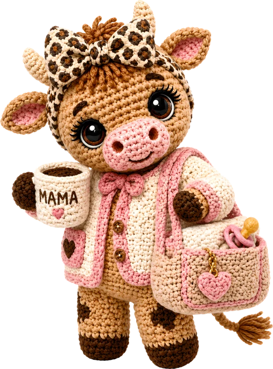Crochet Cow Mama DTF Transfer