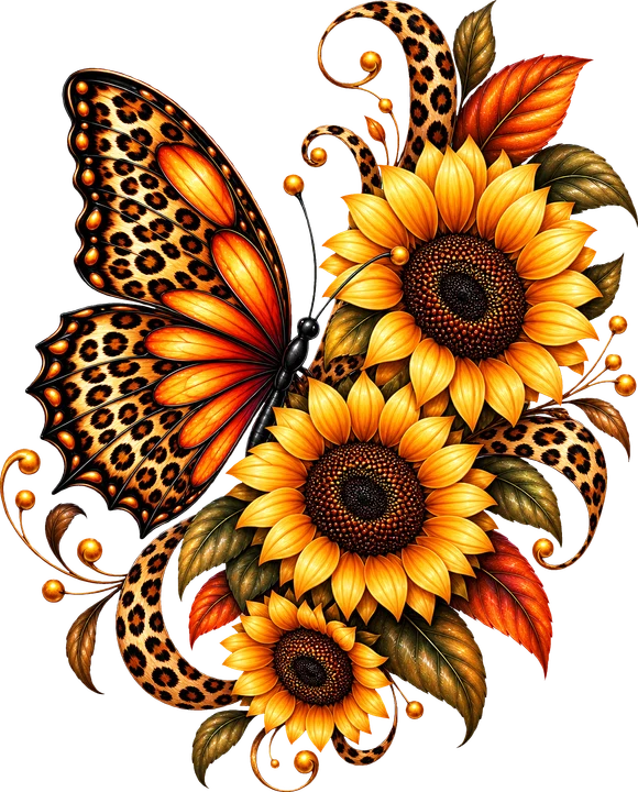 Sunflower Butterfly DTF Transfer