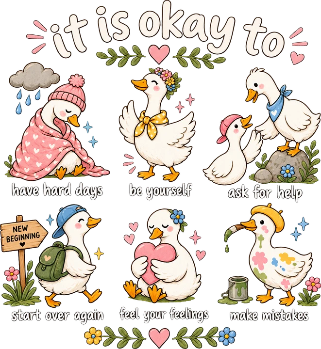 bird Motifs with Encouraging Messages DTF Transfer