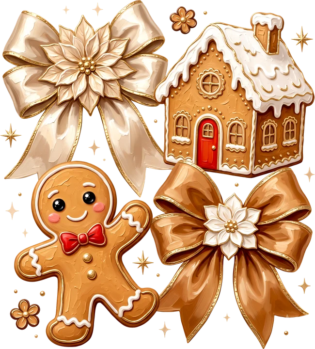 Gingerbread House and Cookie DTF Transfer