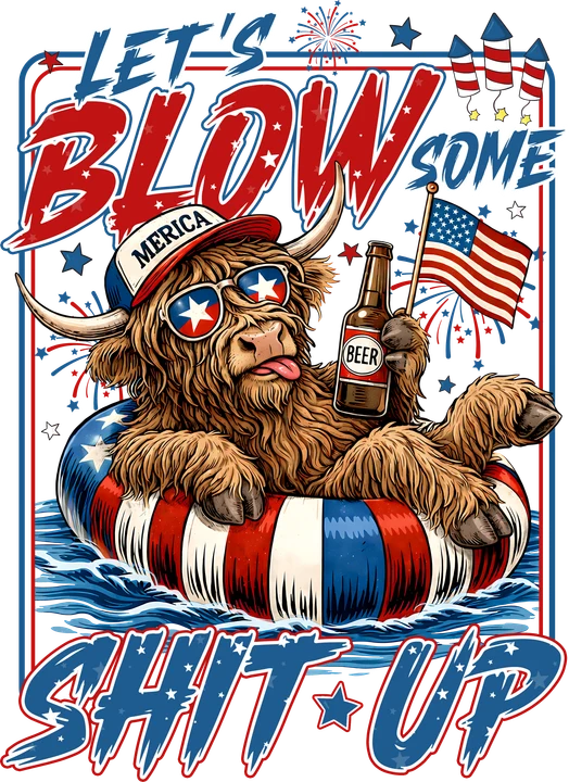 Patriotic Bull on Raft DTF Transfer