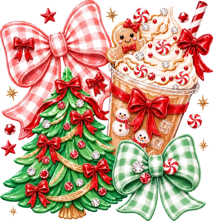 Gingerbread Latte and Tree DTF Transfer