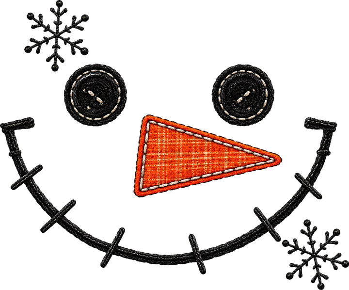 Embroidered Snowman Face DTF Transfer