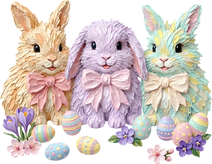 Pastel Easter Bunnies DTF Transfer