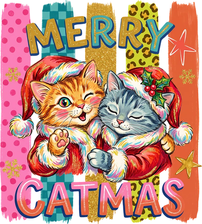 Feliz Navidad gatuna con dos gatitos — Transfer DTF