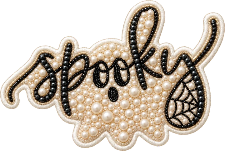 Collar de cuentas de perla y cuentas negras "Spooky" — Transfer DTF