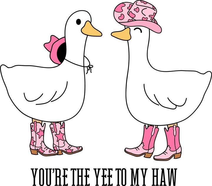 Aves del oeste con botas rosas — Transfer DTF