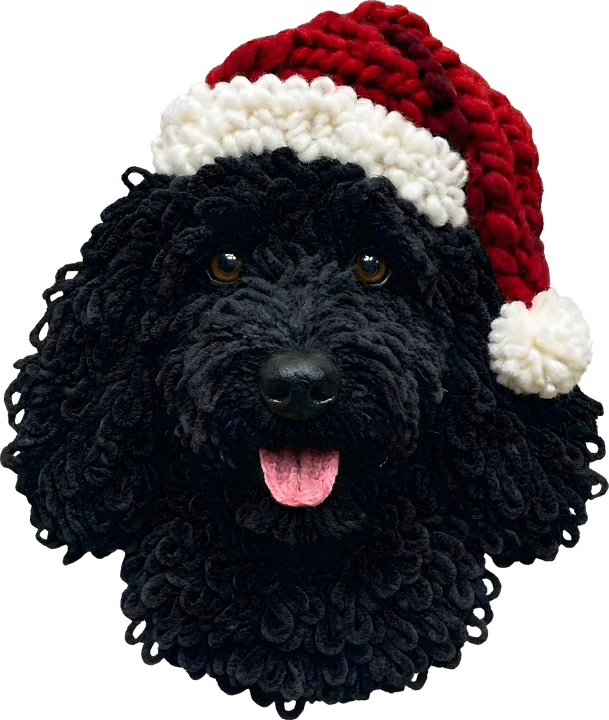 Black Dog in Santa Hat DTF Transfer