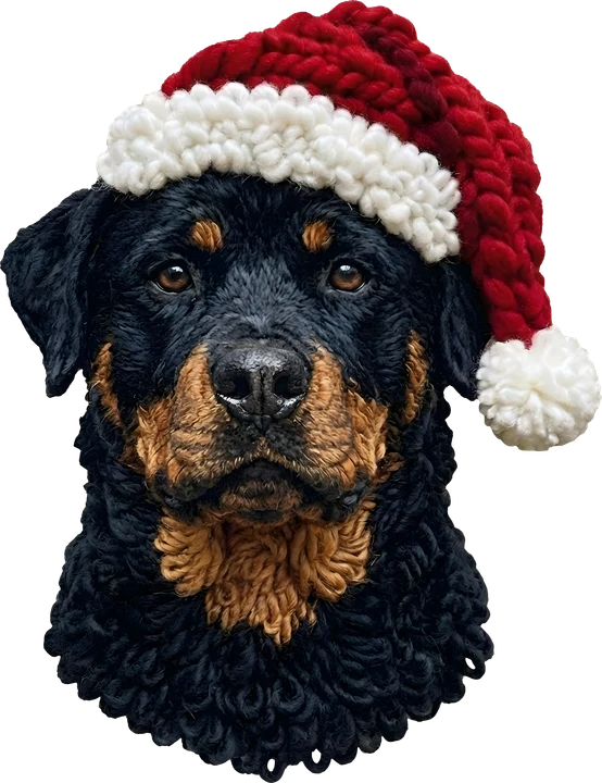 Rottweiler in Santa Hat DTF Transfer