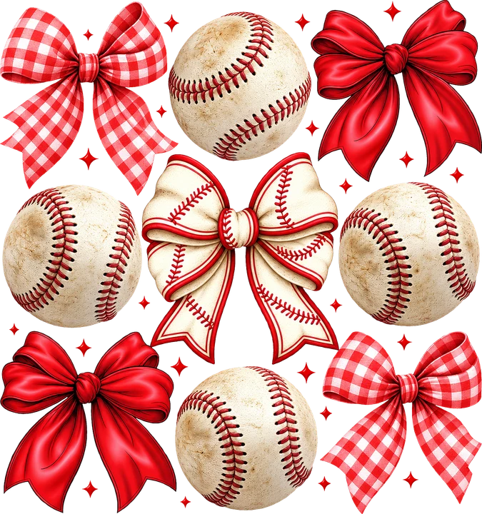 Baseball Bows DTF Transfer