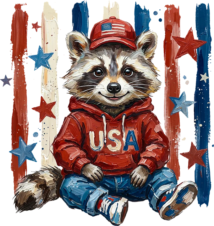 Patriotic Raccoon DTF Transfer