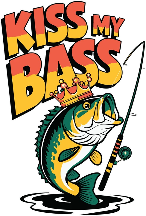 Kiss My Bass Crowned Fish DTF Transfer