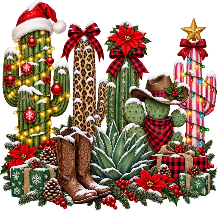 Cactus Christmas Decor DTF Transfer