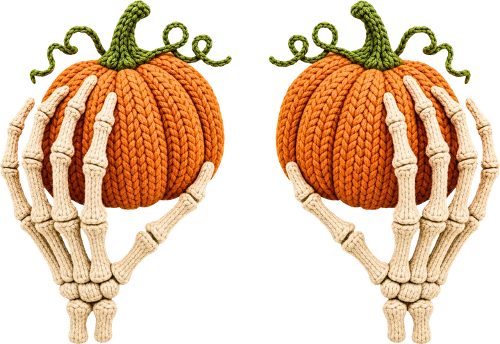 Manos esqueléticas sosteniendo calabazas — Transfer DTF
