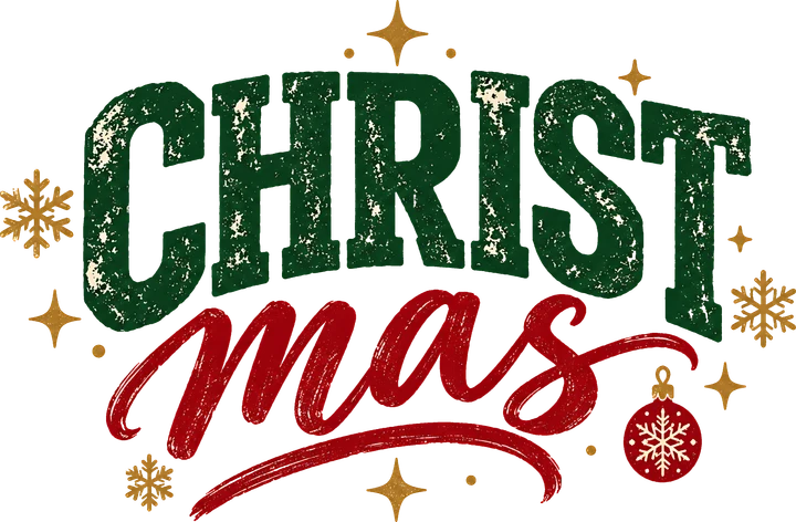 Christmas Text with Snowflakes DTF Transfer
