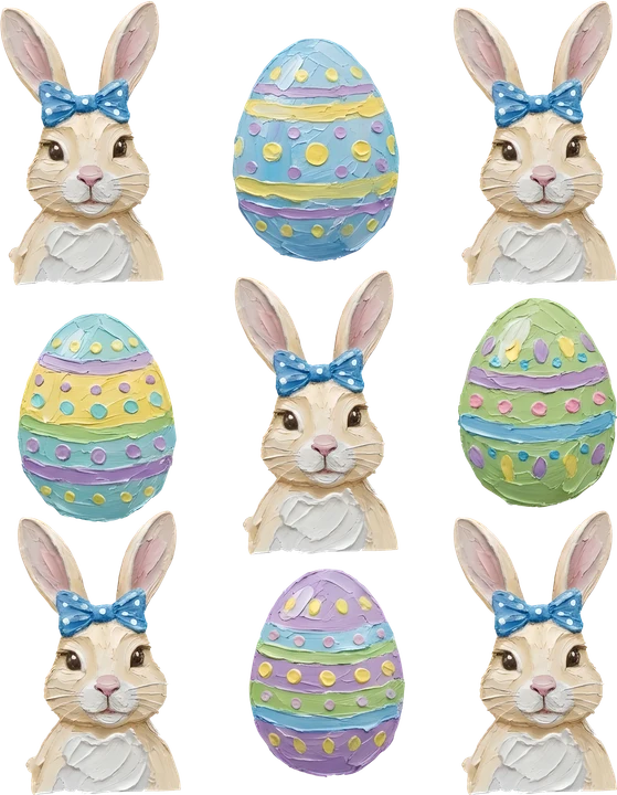 Easter Bunnies and Eggs DTF Transfer