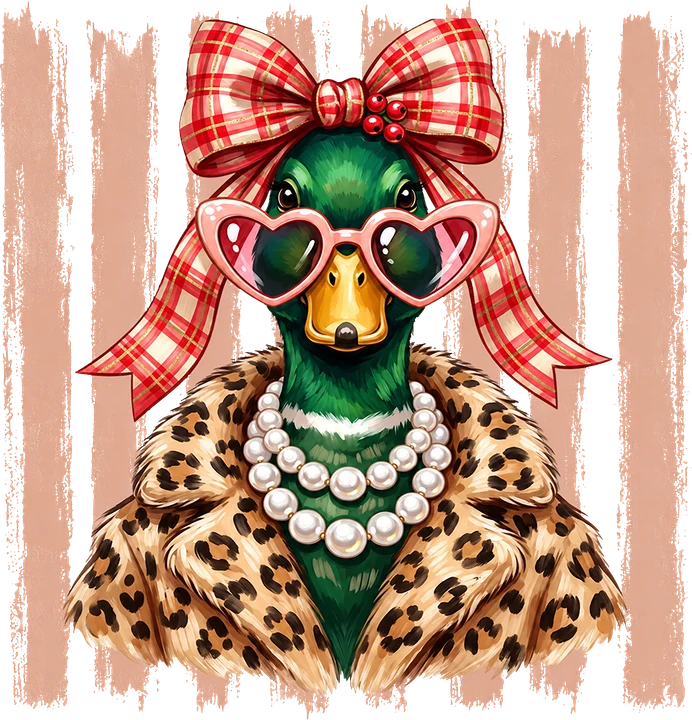 Fashionable bird with Bow DTF Transfer