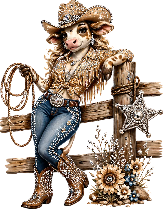 Cowgirl with Flowers DTF Transfer