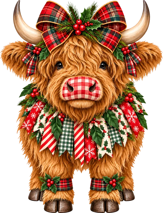 Scottish Highland Cow Christmas DTF Transfer