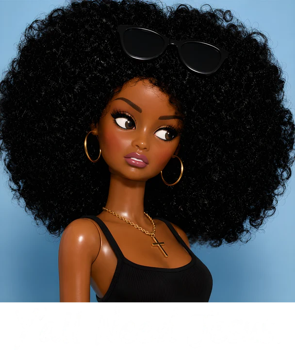 Afro Doll with Sunglasses DTF Transfer