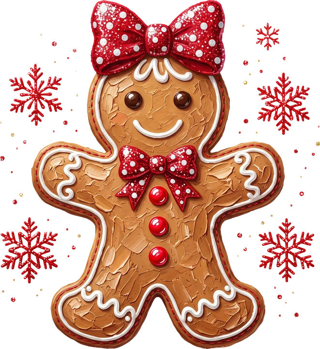 Gingerbread Girl with Bow DTF Transfer
