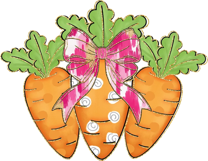 Carrot Bouquet with Pink Bow DTF Transfer