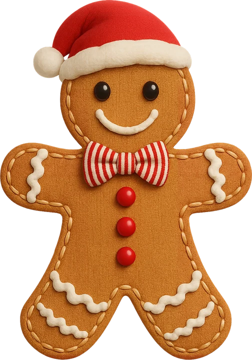 Gingerbread Man in Santa Hat DTF Transfer