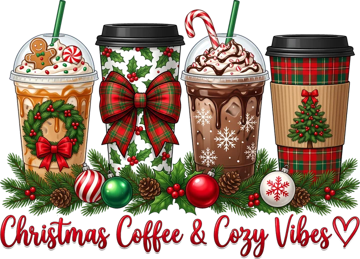 Christmas Coffee & Cozy Vibes DTF Transfer