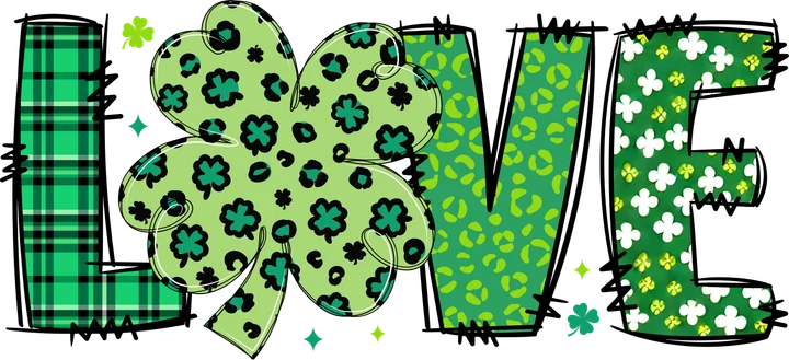 Love Shamrock Pattern DTF Transfer