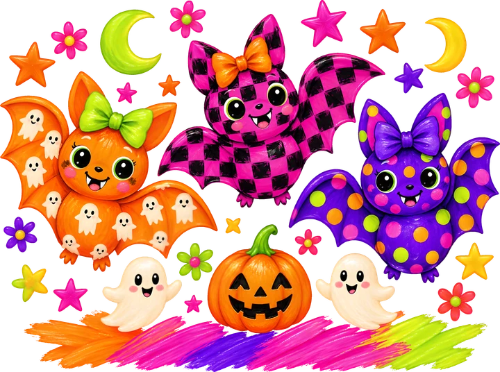 Cute Bats and Ghosts DTF Transfer