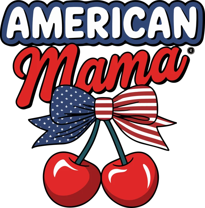 American Mama Bow & Cherries DTF Transfer
