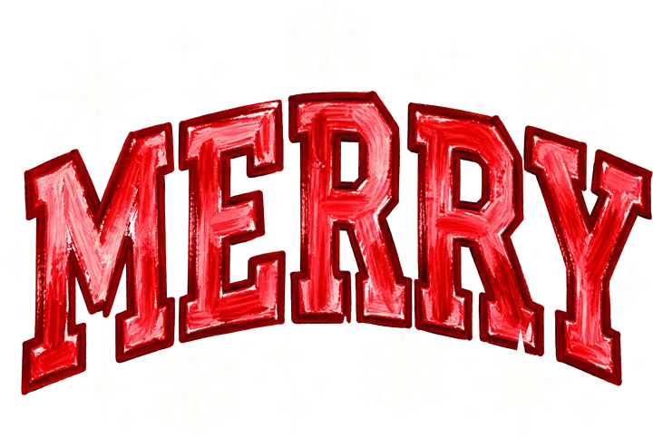 Brillo rojo "MERRY" — Transfer DTF