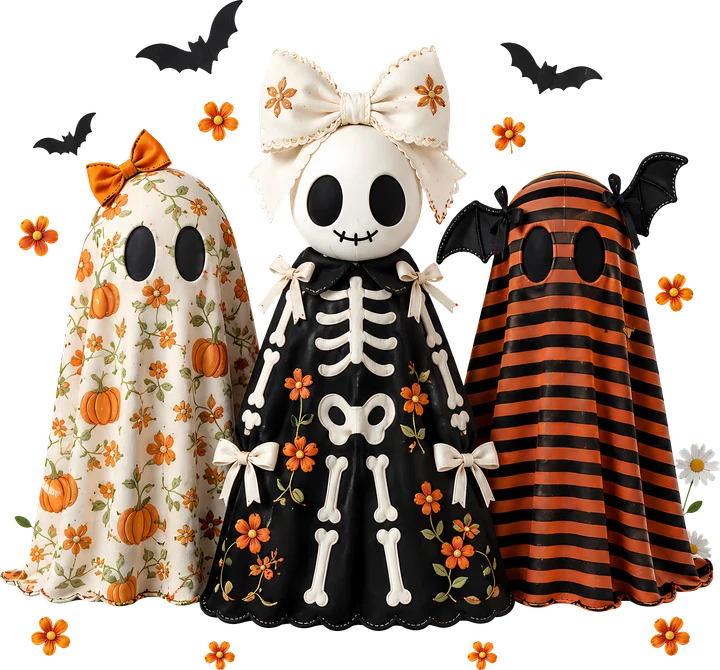 Cute Skeleton and Ghosts DTF Transfer