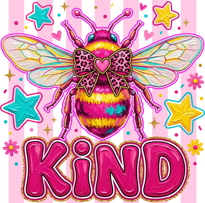 Kind Bee with Bow DTF Transfer