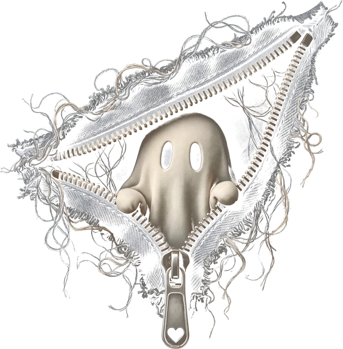 Ghost Emerging from Zipper DTF Transfer