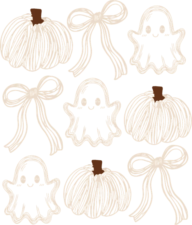 Cute Halloween Pumpkins and Ghosts DTF Transfer