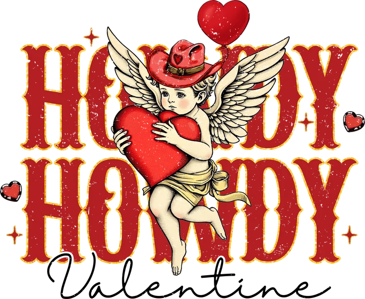 Cowboy Angel Holding Heart DTF Transfer