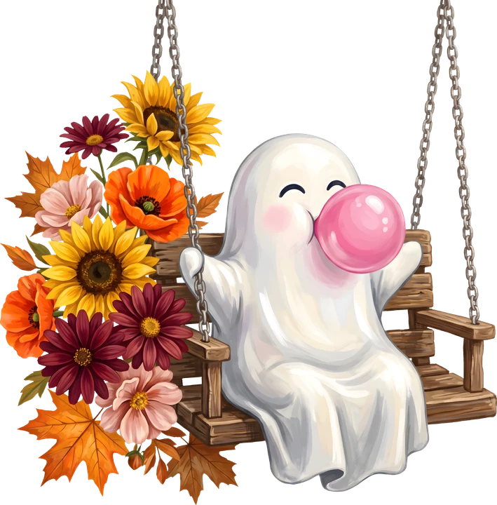 Cute Ghost on Swing DTF Transfer