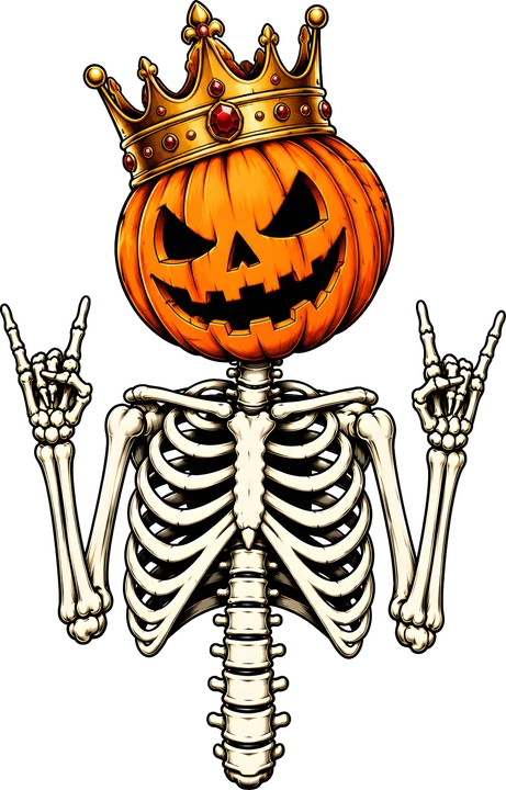 Crown Pumpkin Skeleton DTF Transfer