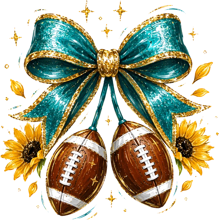 Football Bow with Sunflowers DTF Transfer